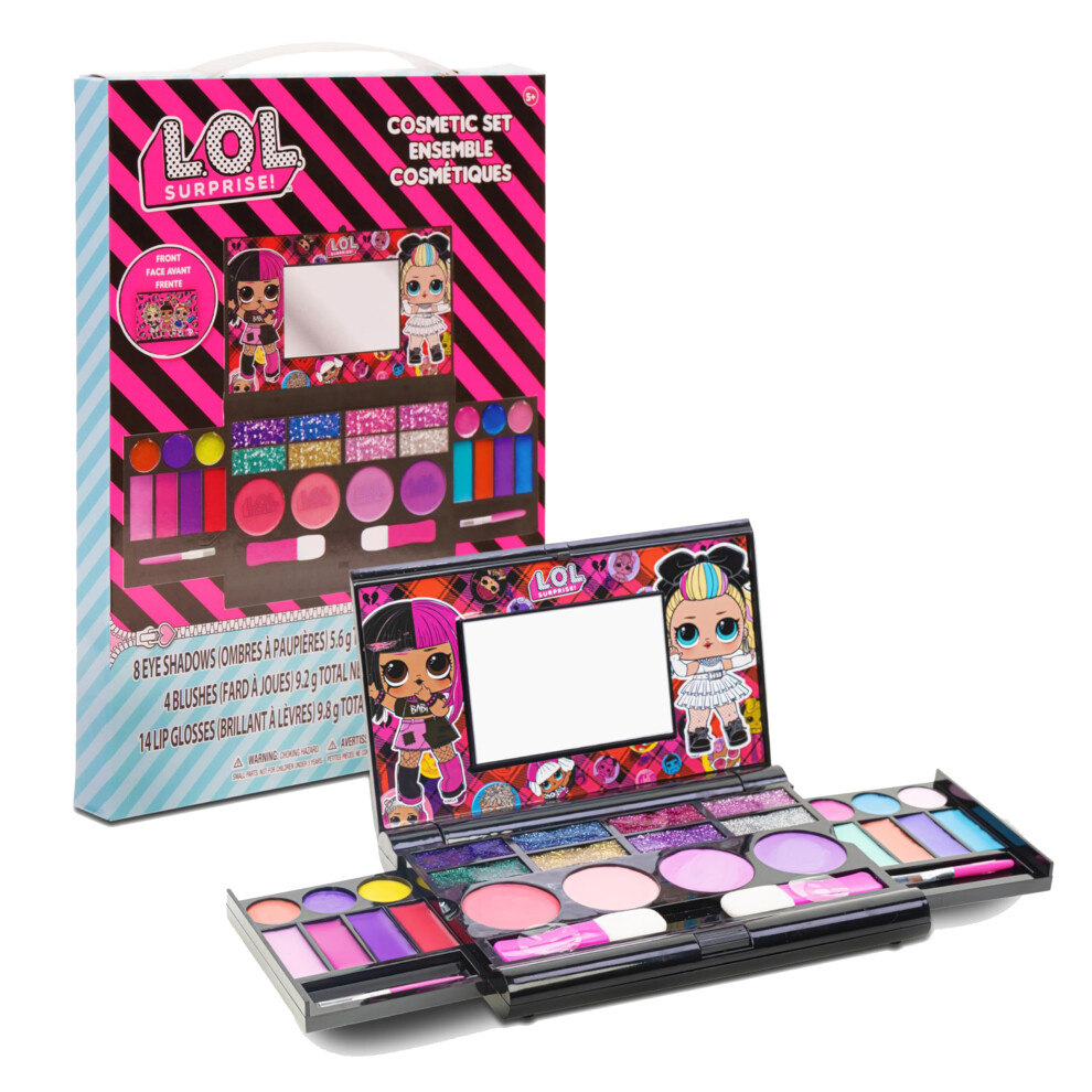 L.O.L Surprise! Townley Girl 30 Pcs Cosmetic Compact Set Includes Mirror, 14 Lip glosses, 8 Eye Shadow, 4 Blushes & 4 Brushes Safe & Non-Toxic