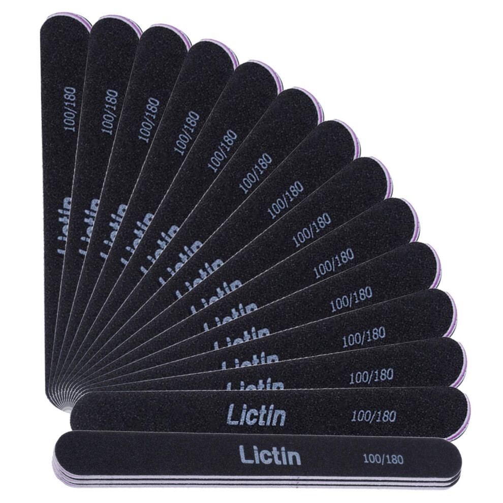 Lictin Pack Of 16 Professional Nail Files Washable Double Sided Emery Board (100/180 Grit)