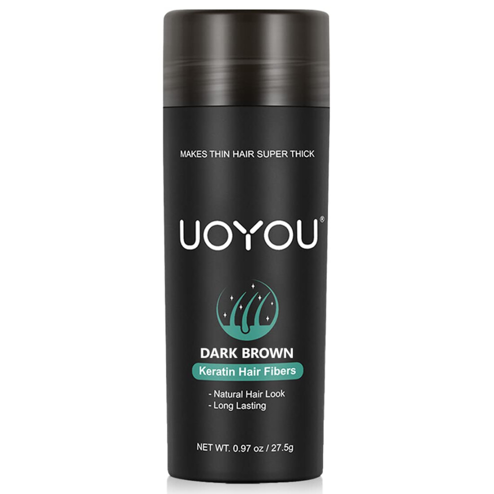 Uoyou Dark/Brown Hair Fibres For Thinning Hair 27.5G Bottle | Undetectable & Natural Keratin Hair Fibers Concealer For Hair Loss For Men And Women | Hair