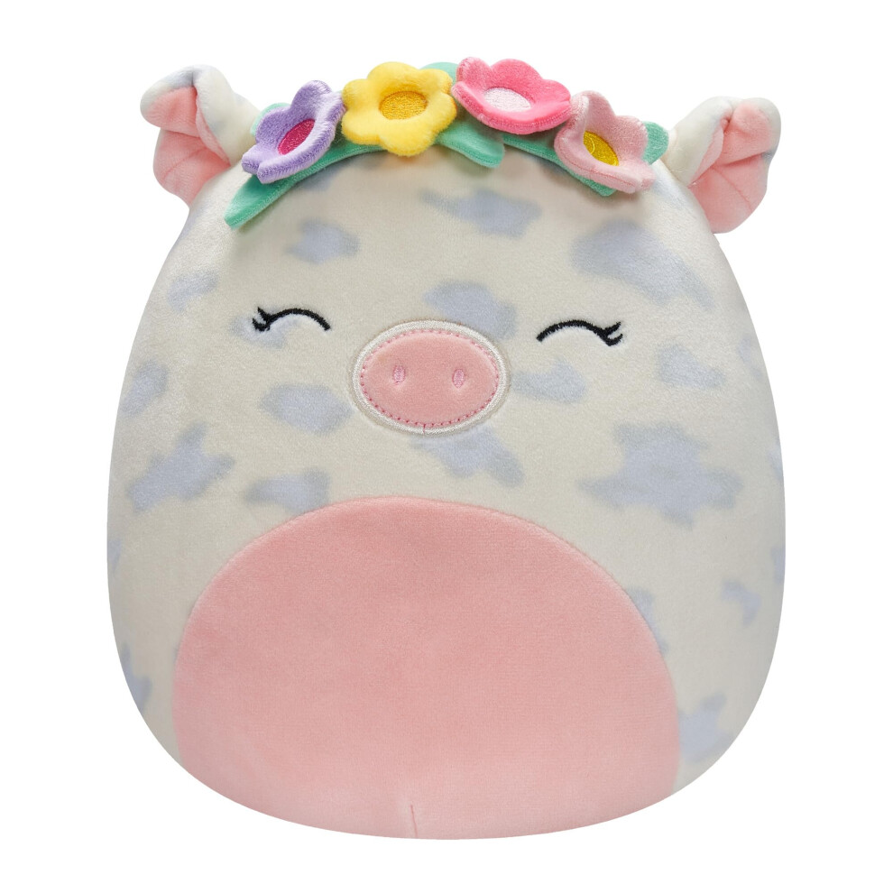 Squishmallows Original 7.5-Inch Rosie Spotted Pig With Multicoloured Flower Crown - Official Plush