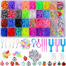 2500+ Loom Bands Kit with 3 Hooks, 96 S-Clips, Charms & Beads – DIY Bracelet Set for Boys & Girls