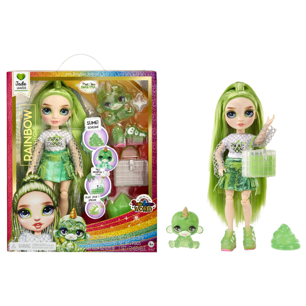 Rainbow High Fashion Doll With Slime & Pet - Jade (Green) - 28 Cm Shimmer Doll With Sparkle Slime, Magical Pet And Fashion Accessories - Kids Toy - Great For Ages