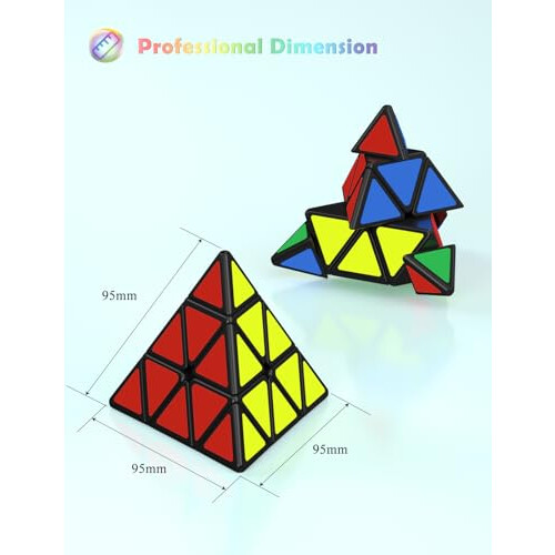 Pyramid Speed Cube Original Triangle Pyraminx Puzzle Cube; Super-Durable Smooth with Vivid Colors - Easy to Turn 1