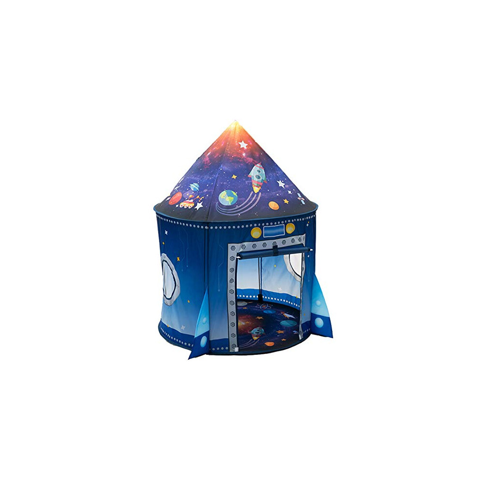 Rocket Ship Play Tent for Kids Boy Girl Pop Up Astronaut Spaceship Space Pretend House Toddler Indoor Outdoor Games Party Children Portable Birthday