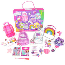 4 x Mini Bag Collection With Hair Clips, Lip Gloss, Nail Stickers, Mini Notebook And Mini Stationery Accessories - Mini Backpack Bag Toys - Cute
