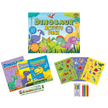 Dinosaur Activity Pack with Colouring Books, Sticker book, Stationery Set, Colouring Pencils & 100 Reusable Stickers.(Perfect for children aged 3-8).