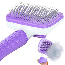 Garstor Self-Cleaning Deshedding Brush for Dogs & Cats – Gentle Skin-Safe Bead-Tip Comb, Removes Loose Fur & Undercoat (Long & Short Hair)
