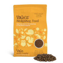 Vale's Hedgehog Food – specially developed – used daily at Vale Wildlife Hospital – meaty, crunchy biscuits, high in fibre – suitable and