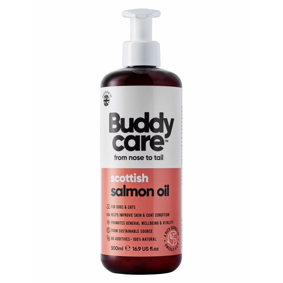 Buddycare Salmon Oil - 500Ml - Natural Supplement For Dogs & Cats - Rich In Omega-3 Fatty Acids For A Healthy Coat And Skin
