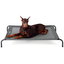 Elevated Dog Bed Large - Raised Waterproof Dog Bed With Mesh, Outdoor for Travel and Garden, Grey, 124x90x20cm