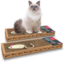 2-Pack Cat Scratching Board Reversible Cardboard Scratchers 37.5 x 12 cm with Mouse Design Model 317554 Indoor Cats Small & Large Eco-friendly