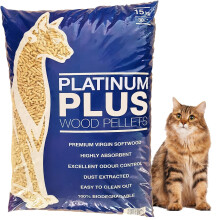 Platinum Plus Cat Litter - Wood Pellet Cat Litter for Kittens & Small Animals - Premium Biodegradeable Softwood for House Training 1x 30L Bag