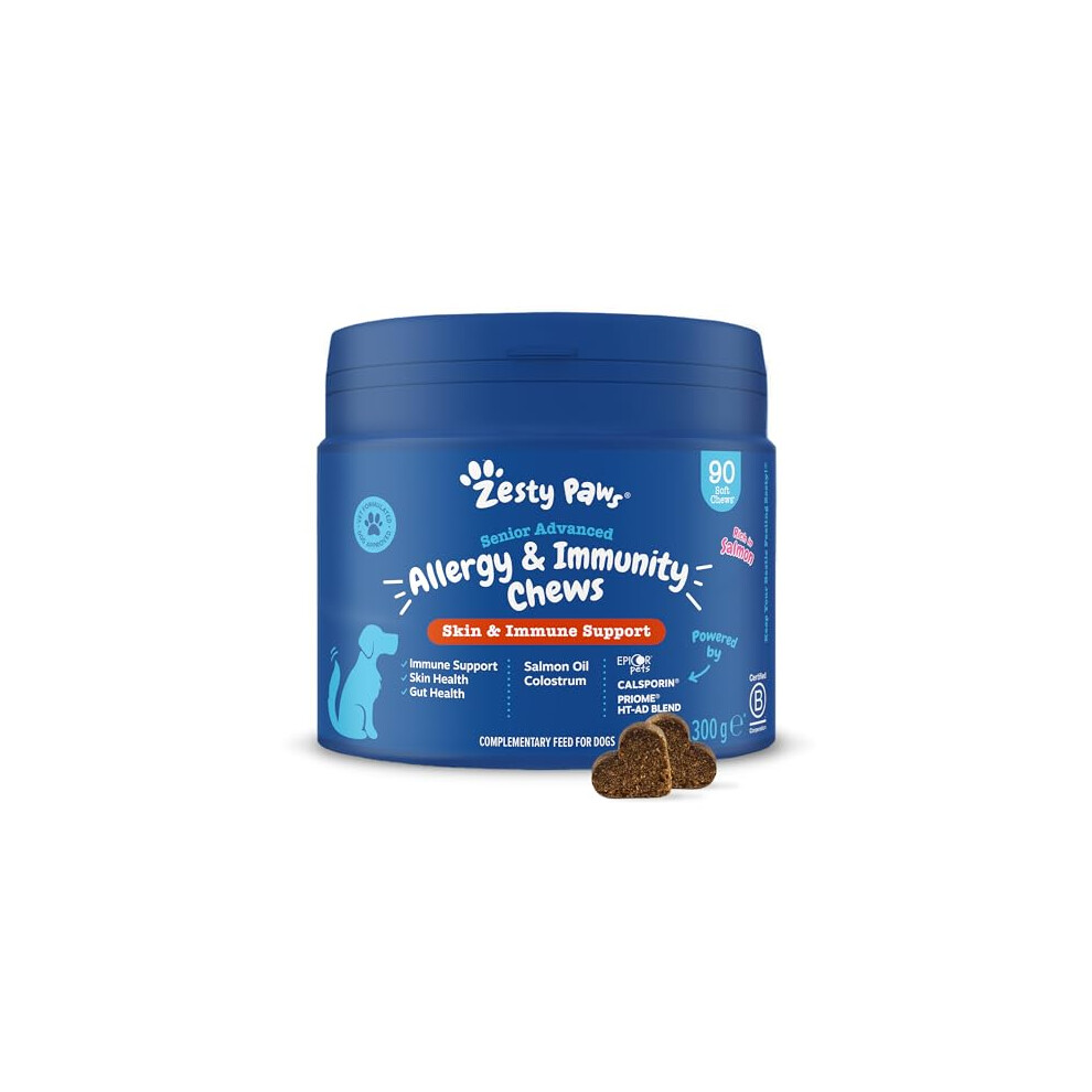 Senior Advanced Allergy & Immunity Chews | Dog Supplements Soft Chew Itchy Skin Remedy | Supporting Immune System | Rich in Salmon Oil & Omega 3 Fatty