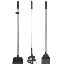 Metal Pet Poop Tray and Rake, 2 Rakes with Adjustable Length, 33.8'' Long Handle Dog Waste Pooper Scooper