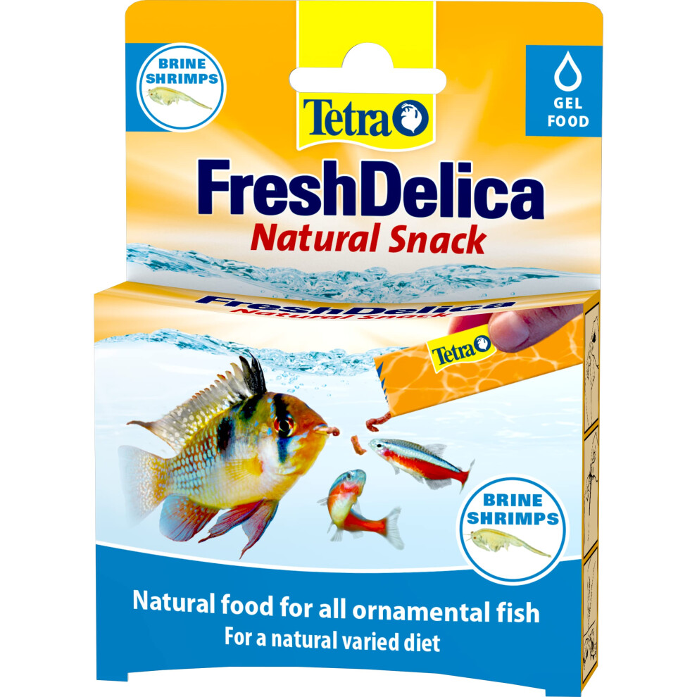 Fish Food Fresh Delica Brine Shrimp 48g, Gel Food Treats for Healthy Feeding Fun for all Onamental Fish