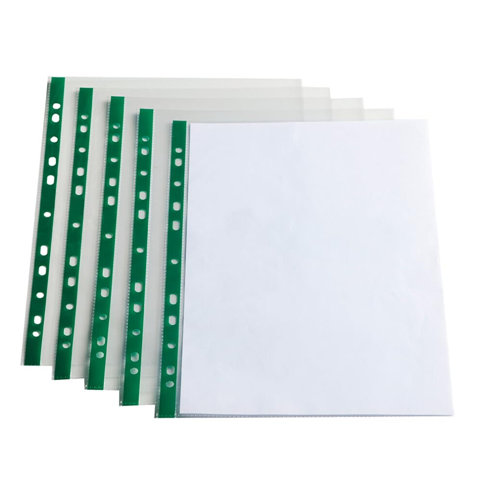 Punched Poly Pockets A4, Glass Clear, 100 Plastic Wallets