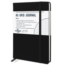 A5 Squared Notebook, Graph Paper Notebook with 120gsm Premium Thick Paper, 180 Pages Hardback Grid Notebook for Planning, Diary, Journaling