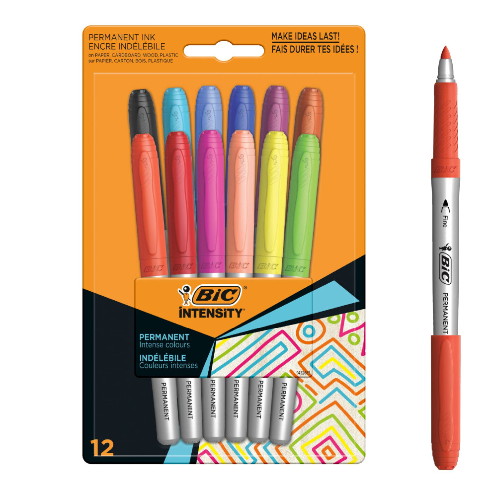 Marking Permanent Markers - Assorted Intense and Pastel, Pack of 12