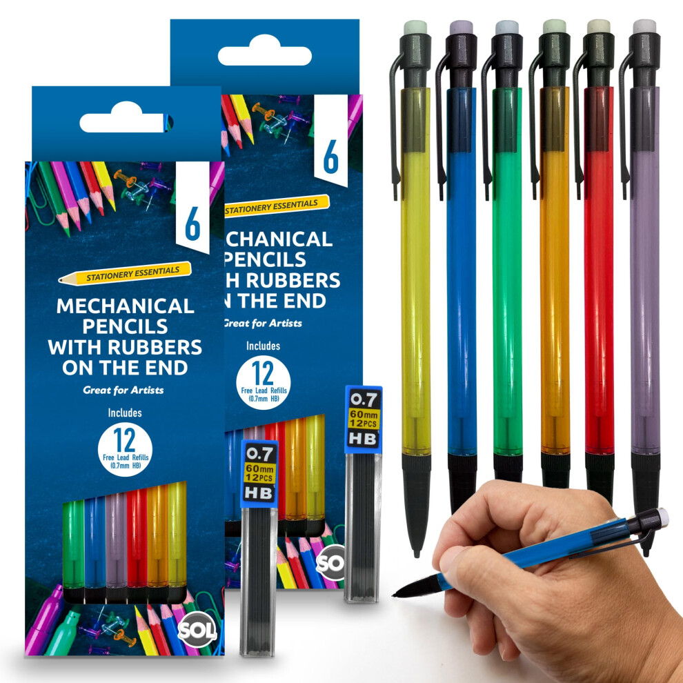 12pk Mechanical Pencil 0.7mm HB | Mechanical Pencils Set With 24 Lead Refills | Propelling Pencils Mechanical 0.7mm Mechanical Pencils for Artists and