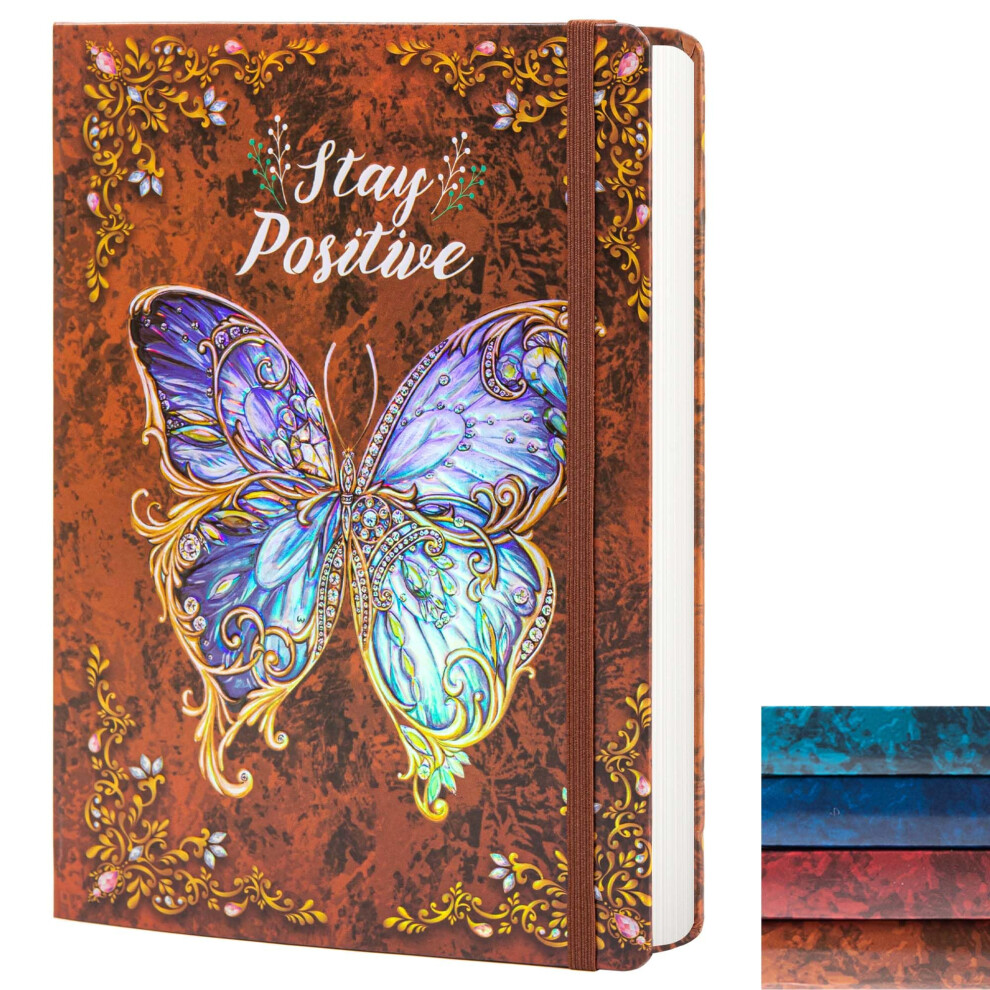 Ruled Journal Notebook, B5 3D Butterfly Embossed Hardcover Writing Journal with Elastic Closure Band, 192 Pages Lined Paper for School, Office, Home,-image-OPC-PDT9BMF-NEW