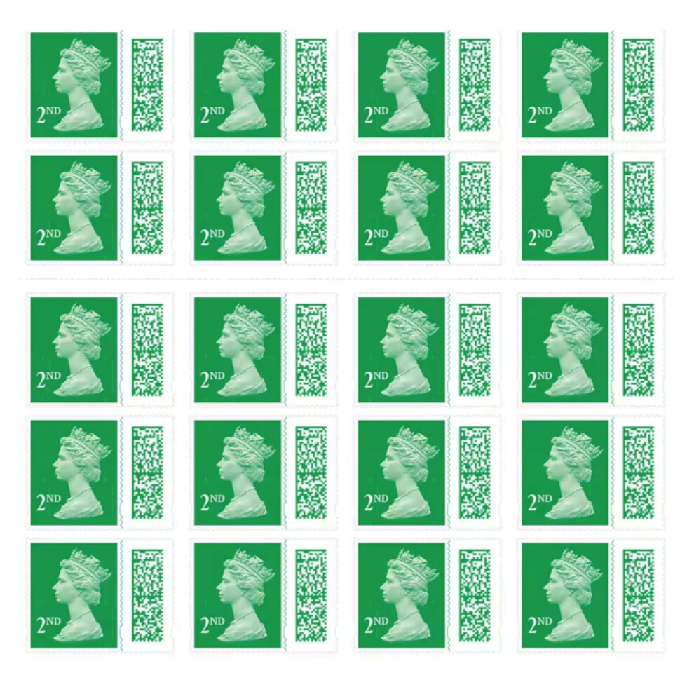 2nd Class Stamps (20 Pack) - Self Adhesive UK Letter Postage Stamps for Standard Mail with Barcode - Second Class Postage Stamps