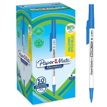 Kilometrico Ballpoint Pens | Long Writing with Medium Point (1.0mm) | Blue Ink | 80% Recycled Plastic | 50 Count