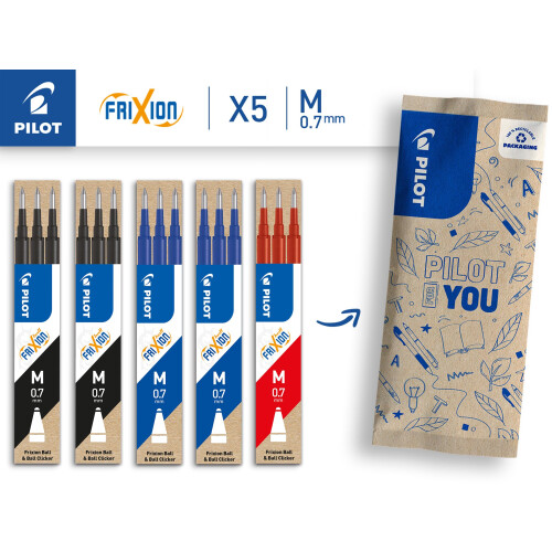 Pilot Frixion Rollerball Refill 0.7 Refill Pack of 15 (Blue, Black, Red) 1