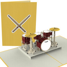 Drum Kit 3D Pop Up Card - Musician Birthday Card, Retirement Party, Father's Day, Rock Band Present, Music School Graduation - for Son, for Husband,