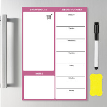 Magnetic Weekly Planner,A4 Magnetic Whiteboard,Magnetic Dry Erase Whiteboard Sheet and Dry Wipe Pen,Meal Planner and Shopping List,Fridge Whiteboard