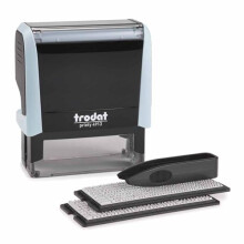 Printy 4913 Custom Stamp - DIY Self Inking Stamp Personalised by You - Pastel Blue - Can Be Changed Multiple Times - Black Ink - Impression Size 57 x