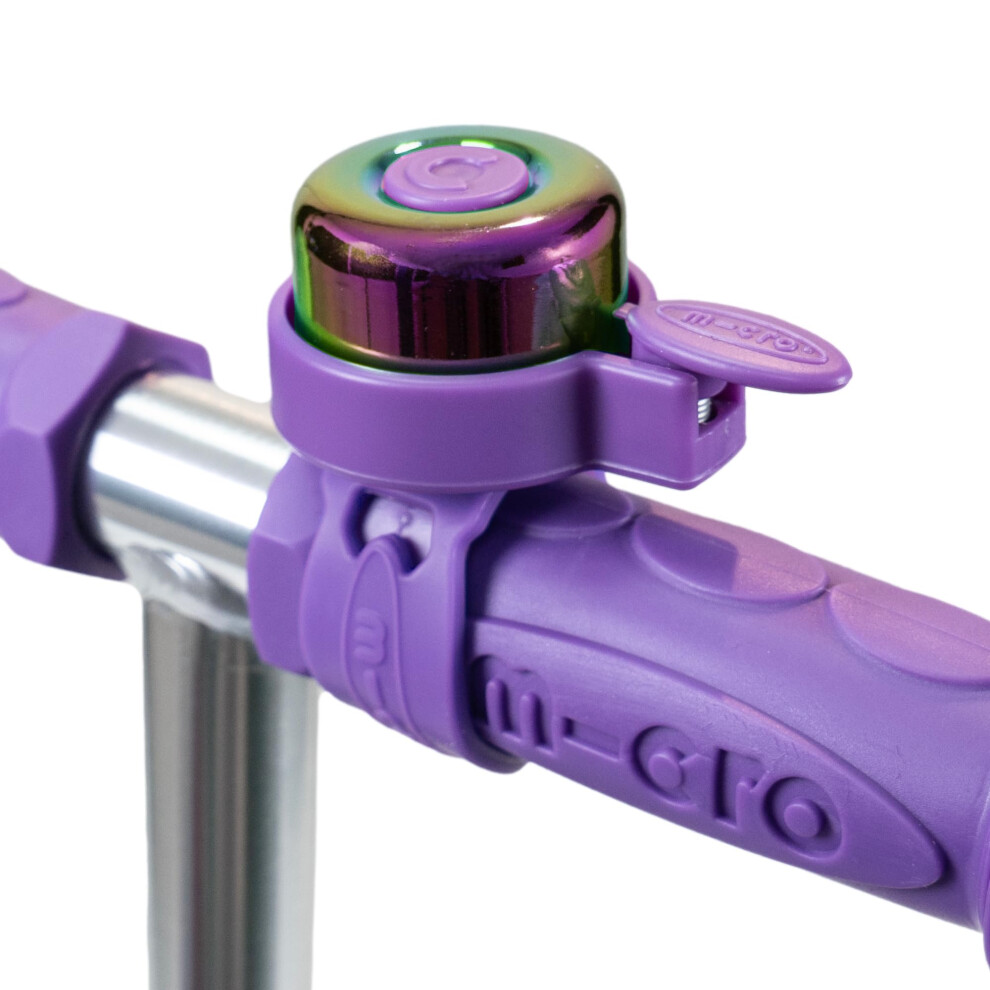 Scooters | Bike/Scooter Pattern Handlebar Bell | Kids Bike Accessories | Loud | Waterproof | Boys & Girls | Neochrome Purple