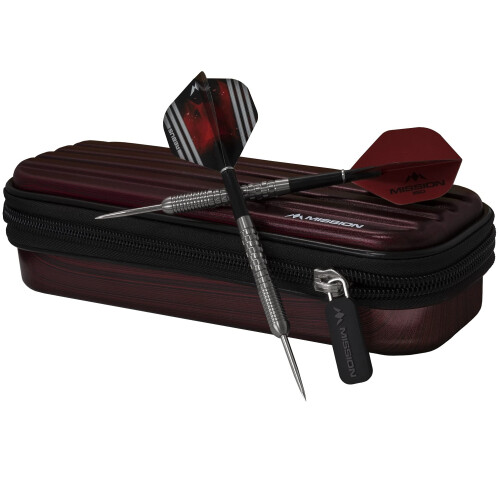 W124 ABS-1 | Slimline Darts Case with Metallic ABS, Deep Red 2