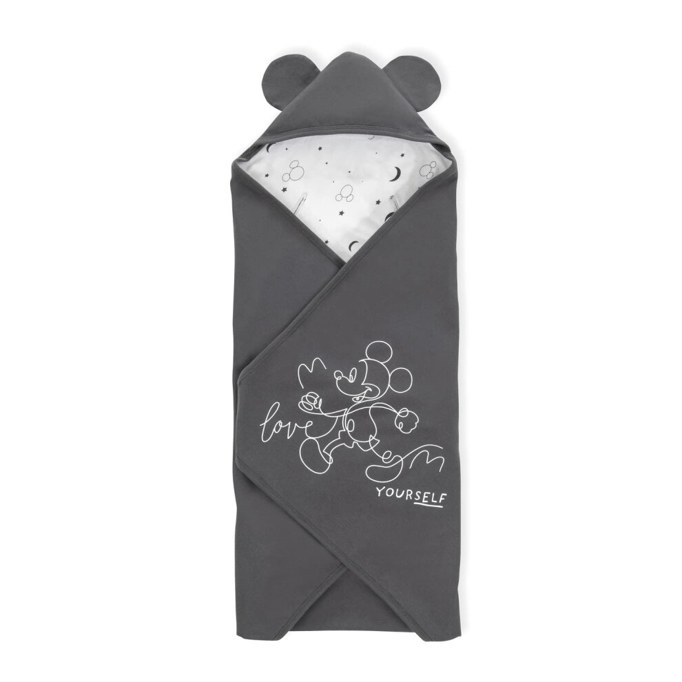 Snuggle N Dream Baby Blanket, Mickey Mouse Anthracite - Soft Cotton Wrapping Blanket for Car Seats, Pushchairs, Strollers & Beds, Machine Washable