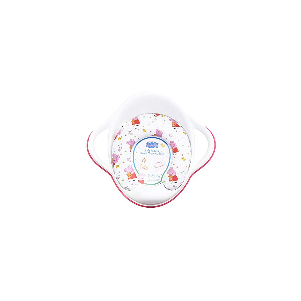 Soft Padded Toilet Seat, White/Pink Portable Potty Detachable Cushion, Easy Wipe Cleaning Anti Stick Lightweight 18m+ Toddler, Max Weight 25kg