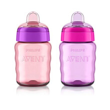 Philips AVENT My Easy Sippy Cup med mjukt pip och spillfri design, Rosa/Lila, 9oz, SCF553/23 (Pack om 2)