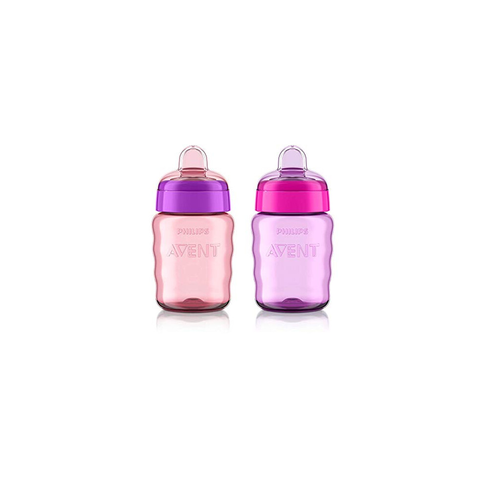 My Easy Sippy Cup with Soft Spout and Spill-Proof Design, Pink/Purple, 9oz, SCF553/23 (Pack of 2)