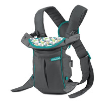 Infantino Swift Classic Babytrage mit Tasche 2 Tragemglichkeiten, graue Babytrage mit Wonder Bib und Aufbewahrung fr wichtige Dinge, Vorderta