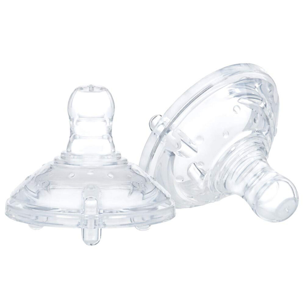 Fast Flow Anti-Colic Bottle Teats, Easy Latch, Soft Flex Silicone, Breast Like Teats, Pack of 2