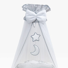 Mosquito Netting Canopy Drape Only Fits Crib, Moses Basket (Moon Grey)
