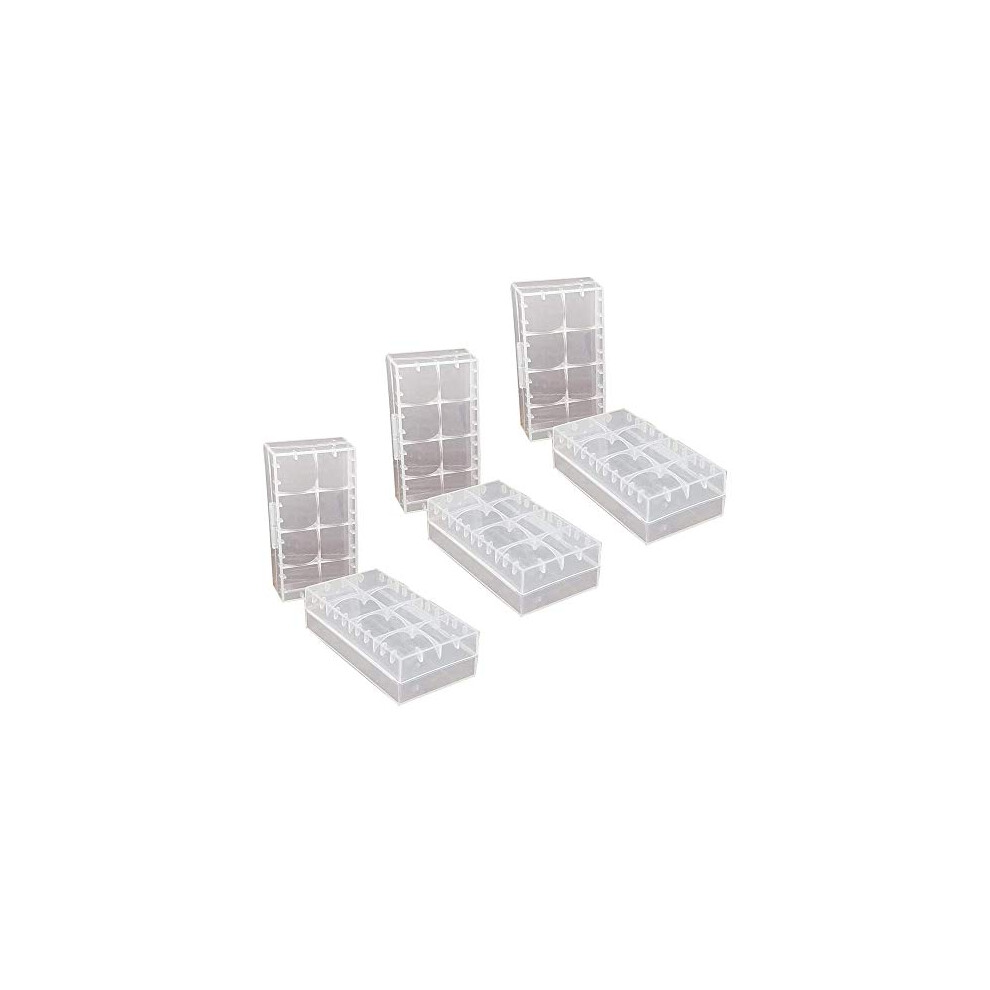 6 Pcs 18650/18350/Cr123a/17670 Cell Battery Storage Case Holder Box, Plastic Battery Case For Batteries And Rechargeable Batteries, Clear Color 742089639671