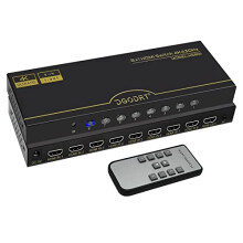 8 Port HDMI Switch, HDMI Switcher Box 8 In 1 Out with Remote - Supports 4K@30Hz 3D HDR UHD 1080P for PS4,PS3,Blu-Ray,Xbox,DVD,HDTV (Only show 1 screen