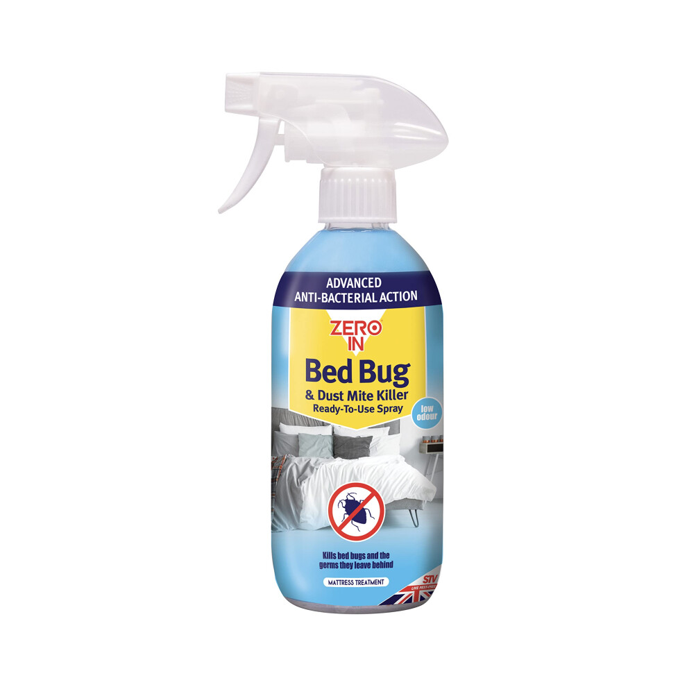 Bed Bug & Dust Mite Killer- 500 ml Spray. Ready-To-Use Formulation Kills Bed Bugs, Dust Mites and the Germs they Carry. Water-Based. Prevents