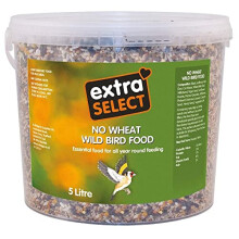 No Wheat Wild Bird Food: Wheat Free Bird Seed for All Seasons, mixed Bird Feed - 5L Tub