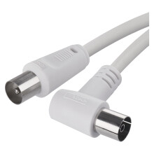 Aerial Cable, Coaxial Cable, TV Cable, 2.5 m, Coax Cable for Digital TV, Receiver, SAT, Double Shielded, Straight Coax Male to Angled Coax Female (90?