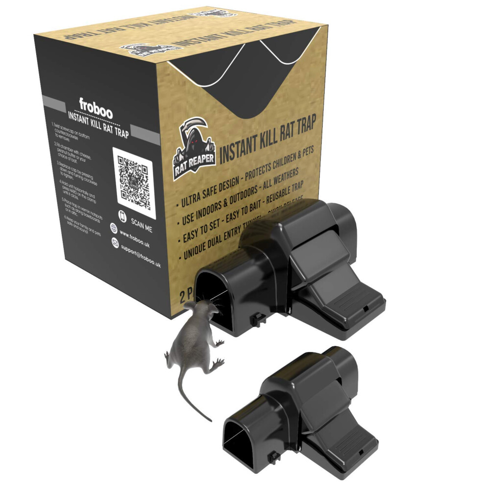 Rat Reaper 2 Pack Rat Traps - Quick Kill, Humane, Tamper-Resistant, Reusable, Non-Toxic, Eco-Friendly Pest Control for Indoor and Outdoor Use - Value-image-OPC-PDT9DBY-NEW