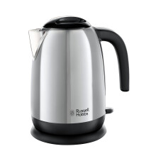 Stainless Steel & Black Electric 1.7L Cordless Kettle with black handle (Fast Boil 3KW, Removable washable anti-scale filter, Pull off lid, Perfect