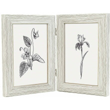 Double Photo Picture Frame 6x4, Light Grey, Holds 2 Standard Photographs, Freestanding, Twin Hinged 6x4 10x15 cm Picture Frames