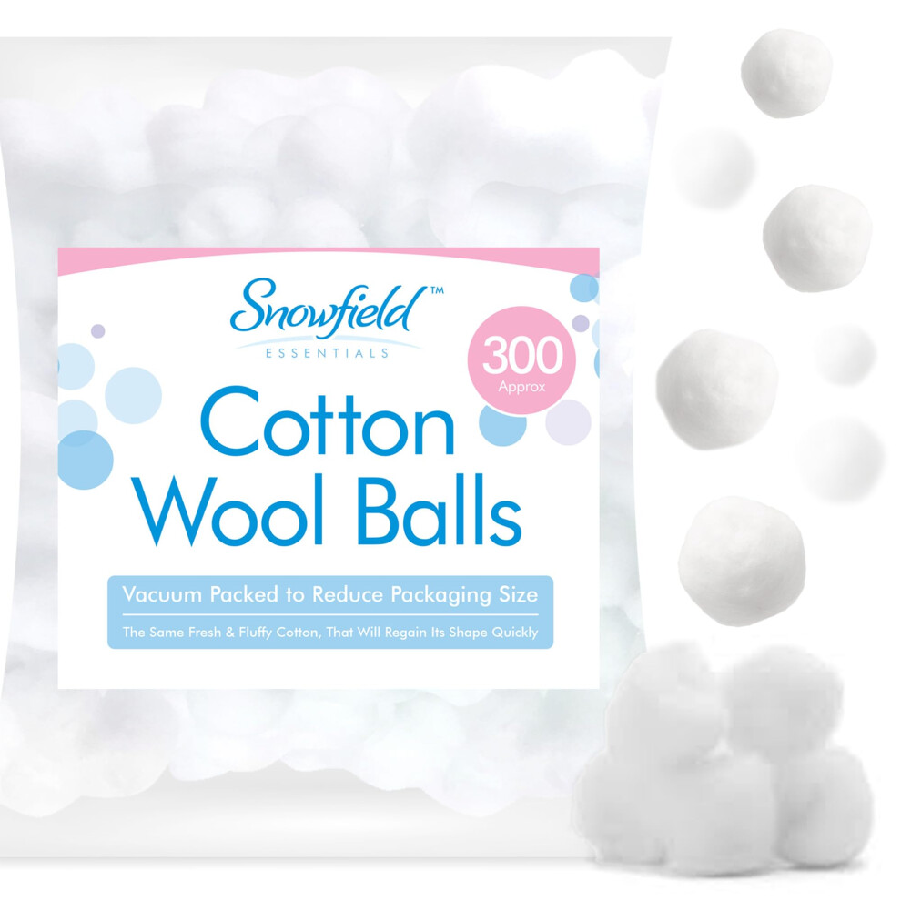 300pk Cotton Wool Balls | Soft & Gentle Natural Cotton Balls for Babies and Adults | Highly Absorbent Cotton Balls Baby | Baby Cotton Wool | Cotton