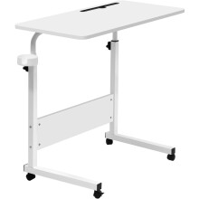 80 40 cm Laptop Table for Sofa or Bed, Laptop Desk, Standing Height Adjustable Computer Desk, Portable Side Table, Bed Table, Sofa Table (White)