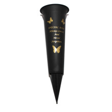 In Loving Memory Verse Graveside Memorial Grave Spiked Flower Vase (Dad, Black & Gold)